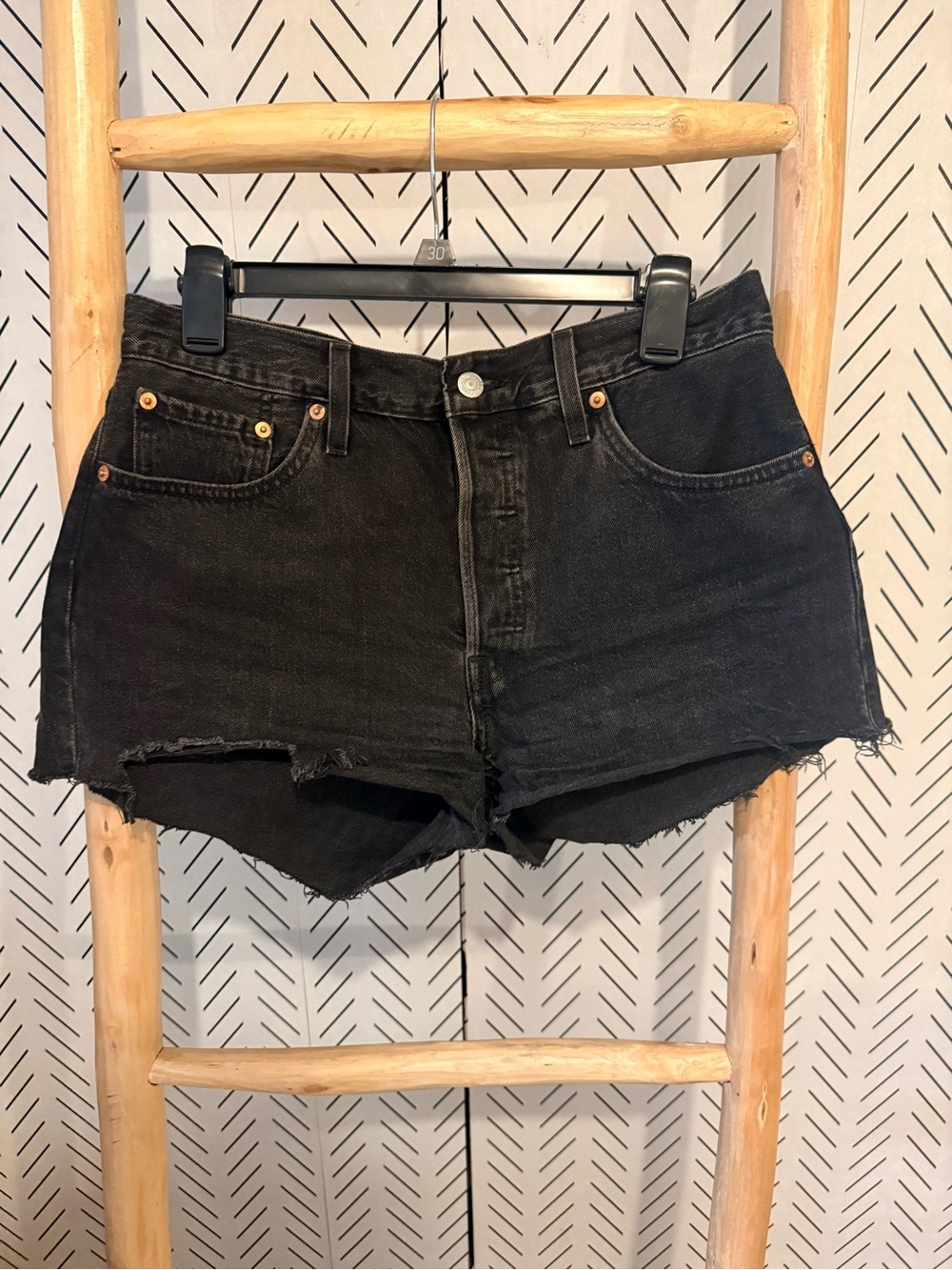 Levi’s Black High-Rise Denim Cutoff Shorts